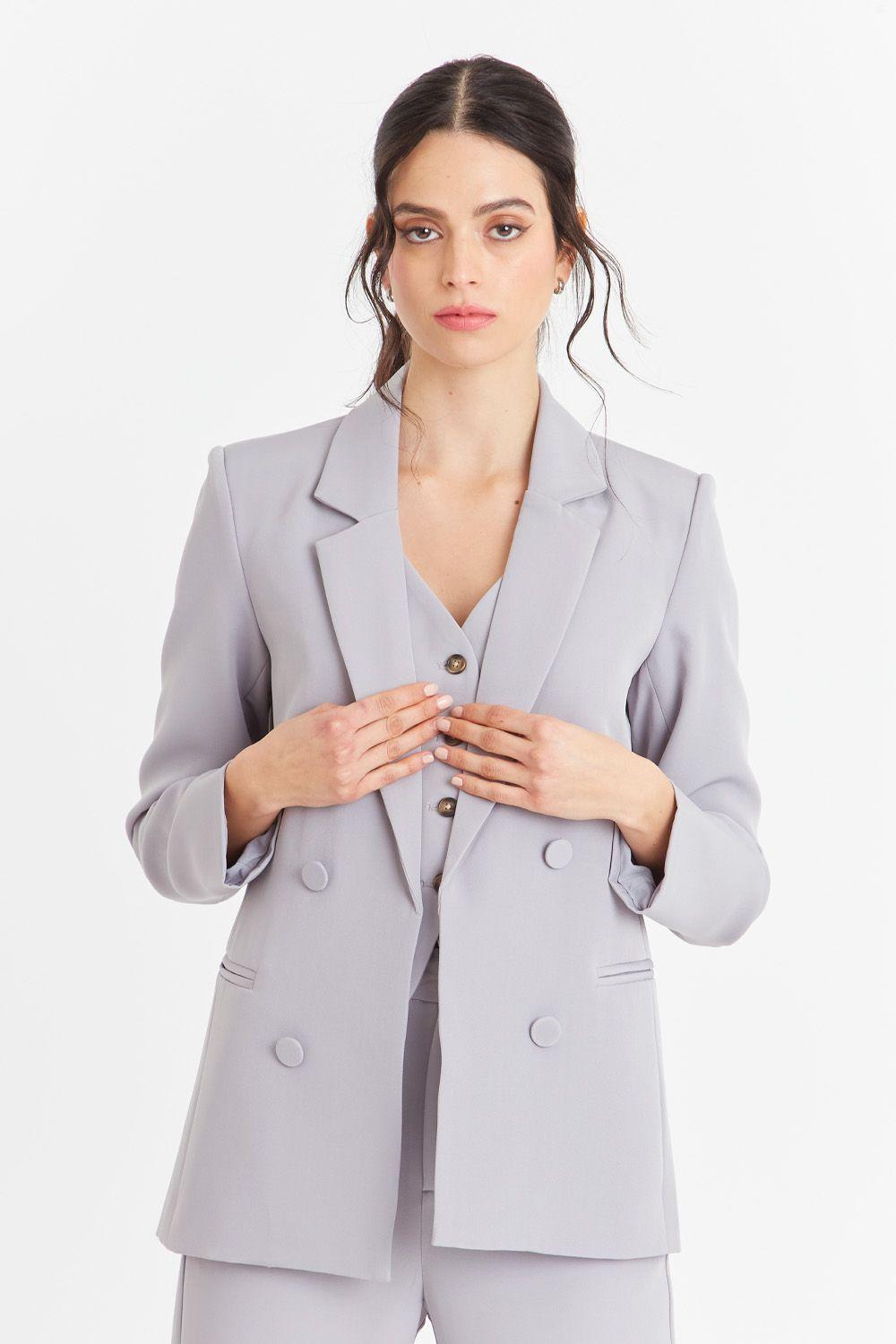 Blazer Básico de Tope Gris Nicopoly-0