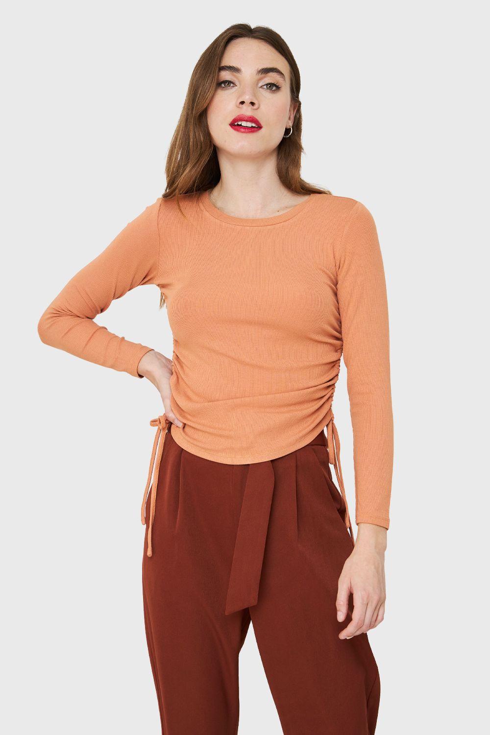 Polera Recogido Lateral Damasco Nicopoly-0