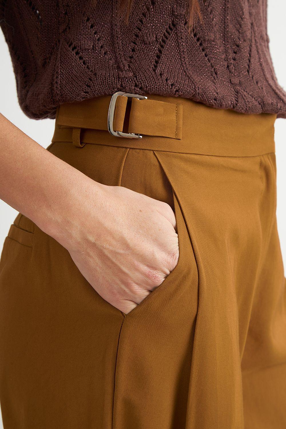 Pantalón Estilo Japonés Pierna Ancha Café Nicopoly-5