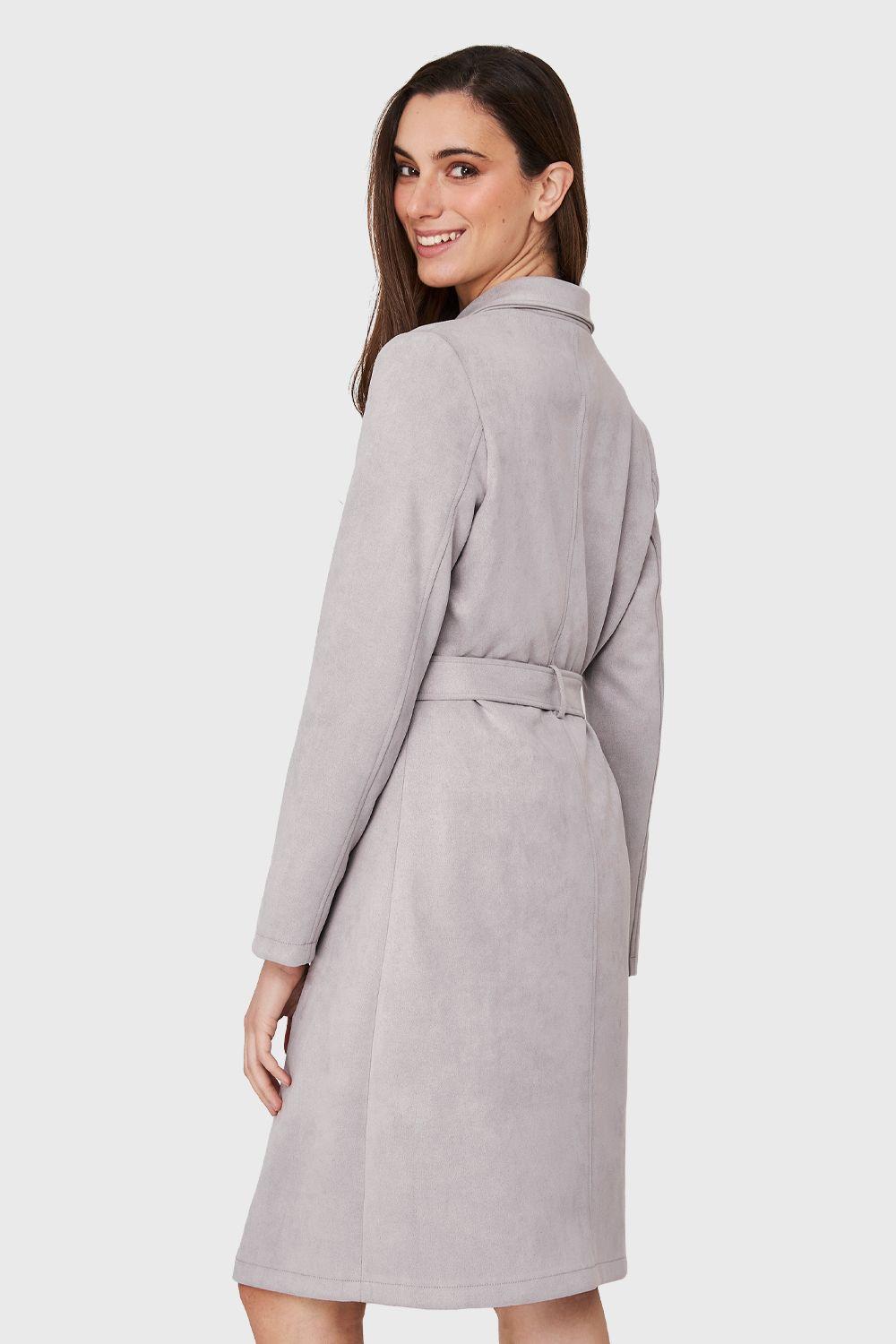 Trench Lazo Tipo Gamuza Gris Nicopoly-3