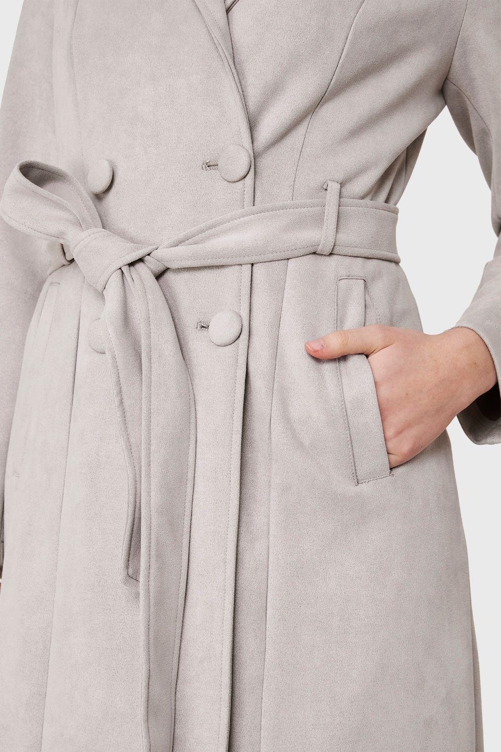 Trench Lazo Tipo Gamuza Gris Nicopoly-5