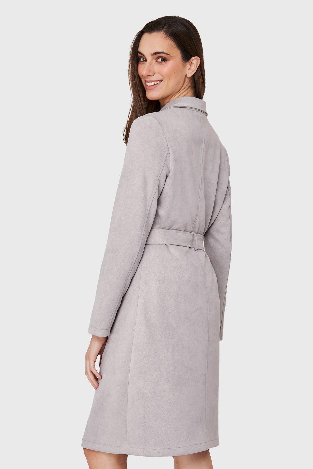Trench Lazo Tipo Gamuza Gris Nicopoly-3
