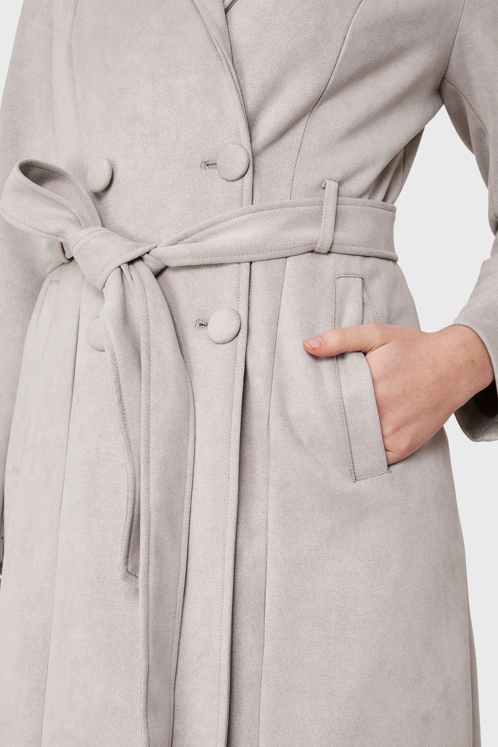 Trench Lazo Tipo Gamuza Gris Nicopoly-5