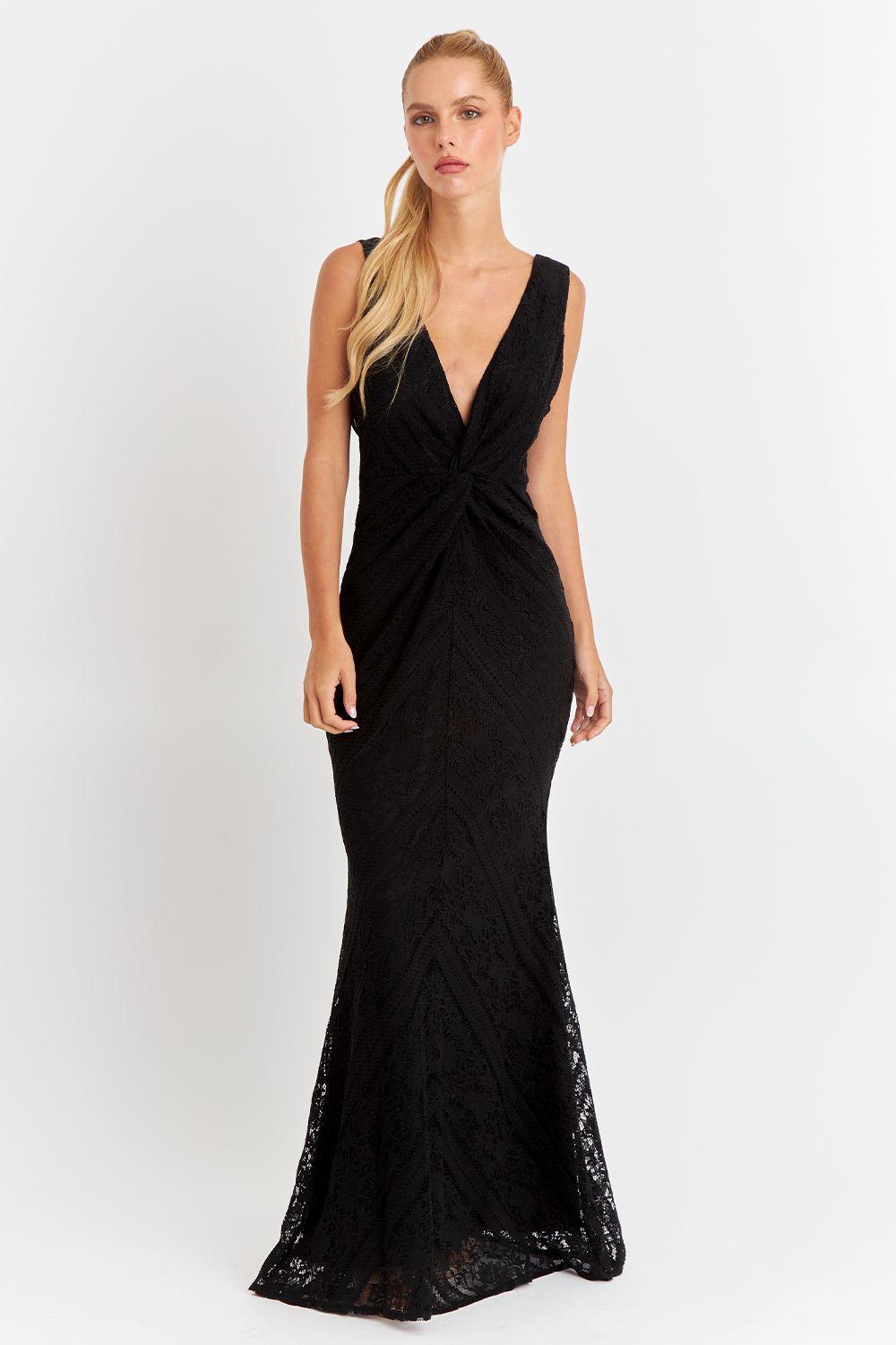 Vestido Encaje Sirena Negro Nicopoly-1