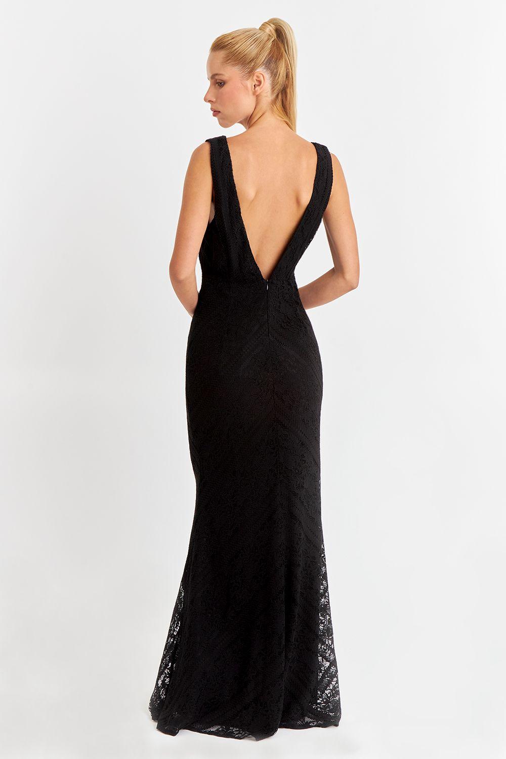 Vestido Encaje Sirena Negro Nicopoly-3