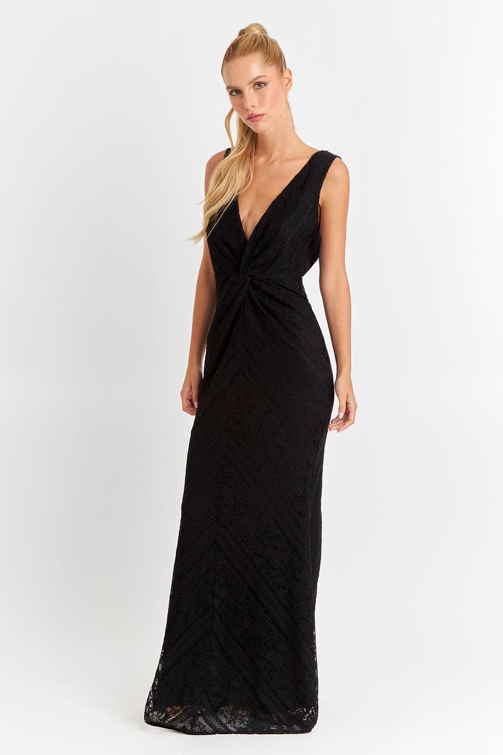 Vestido Encaje Sirena Negro Nicopoly-4