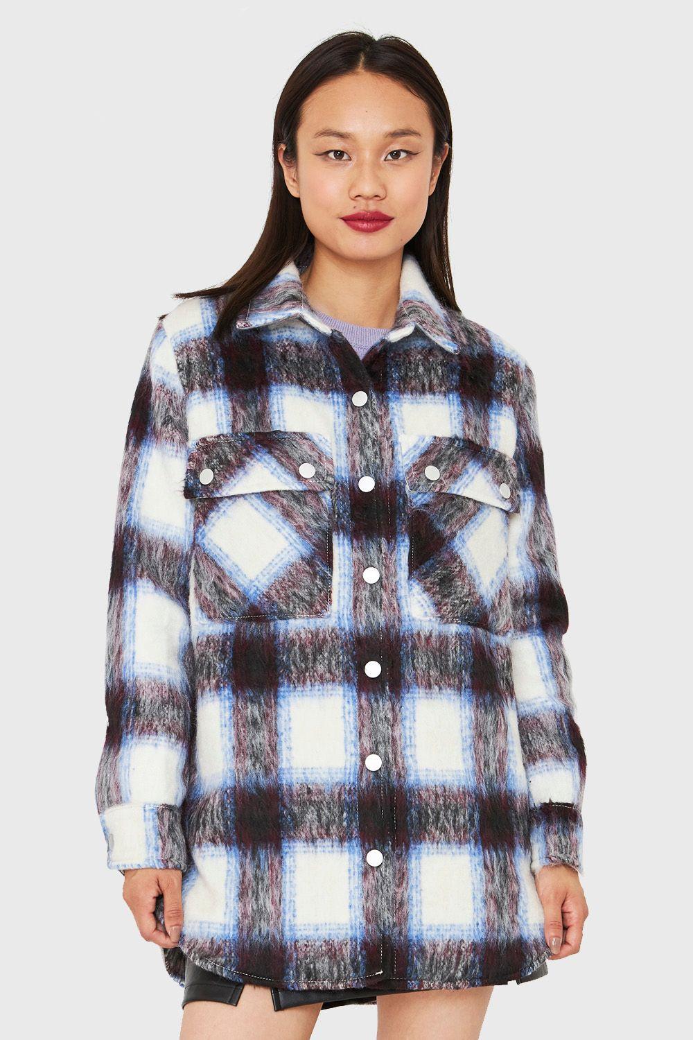 Chaqueta Cuadros Bolsillos Azul Nicopoly-4