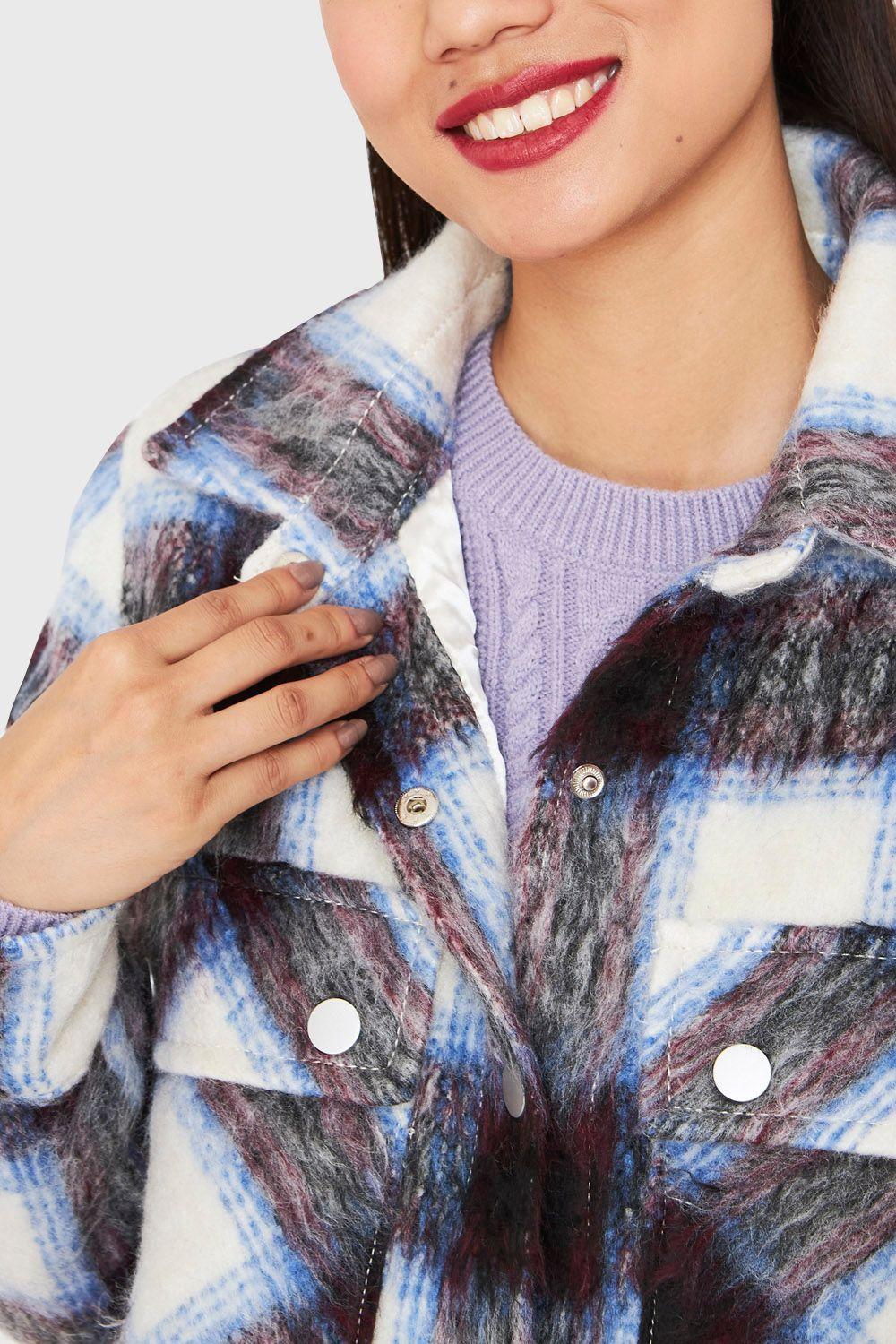 Chaqueta Cuadros Bolsillos Azul Nicopoly-5
