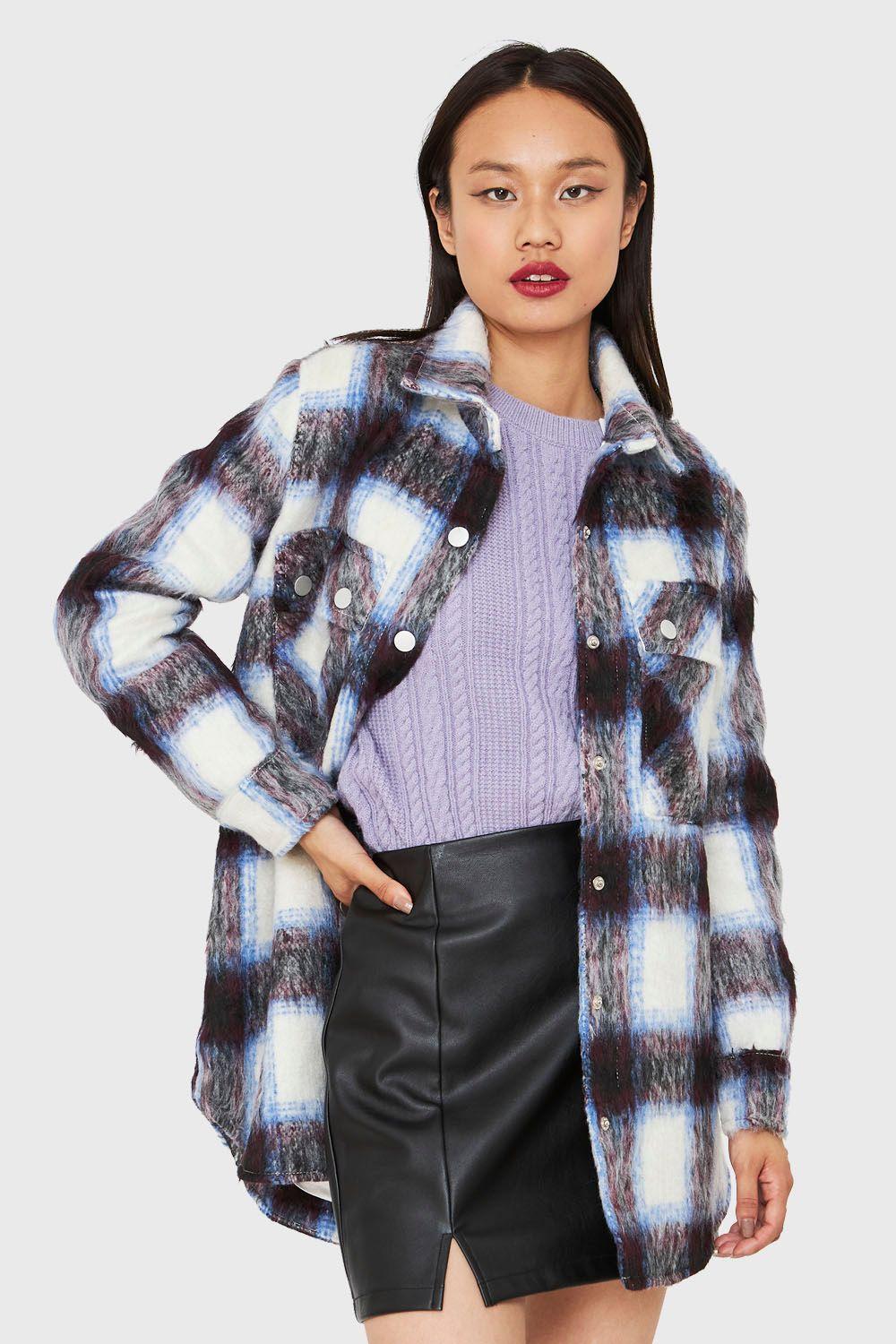 Chaqueta Cuadros Bolsillos Azul Nicopoly-0