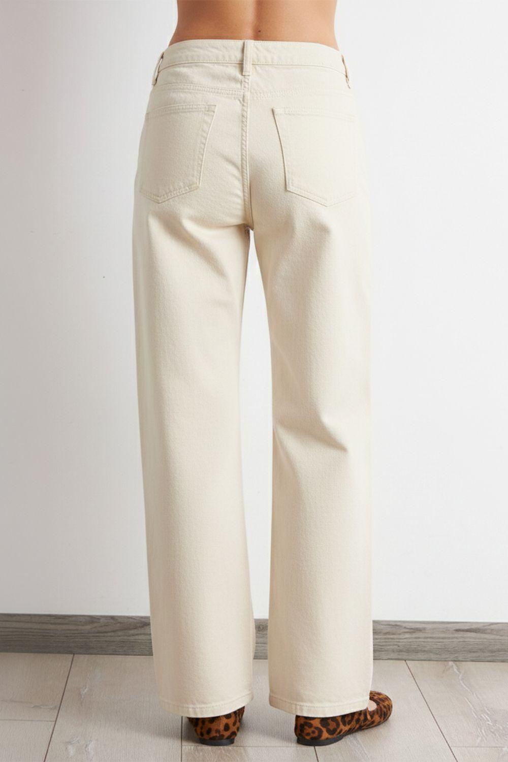 Jeans Rectos Tiro Alto Blanco Nicopoly-3