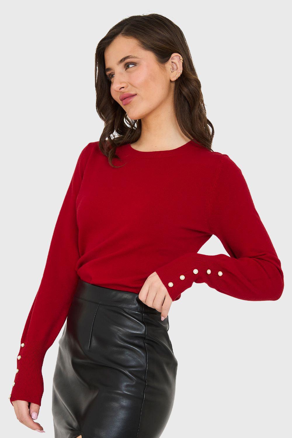 Sweater Básico Perlas Rojo Nicopoly-2