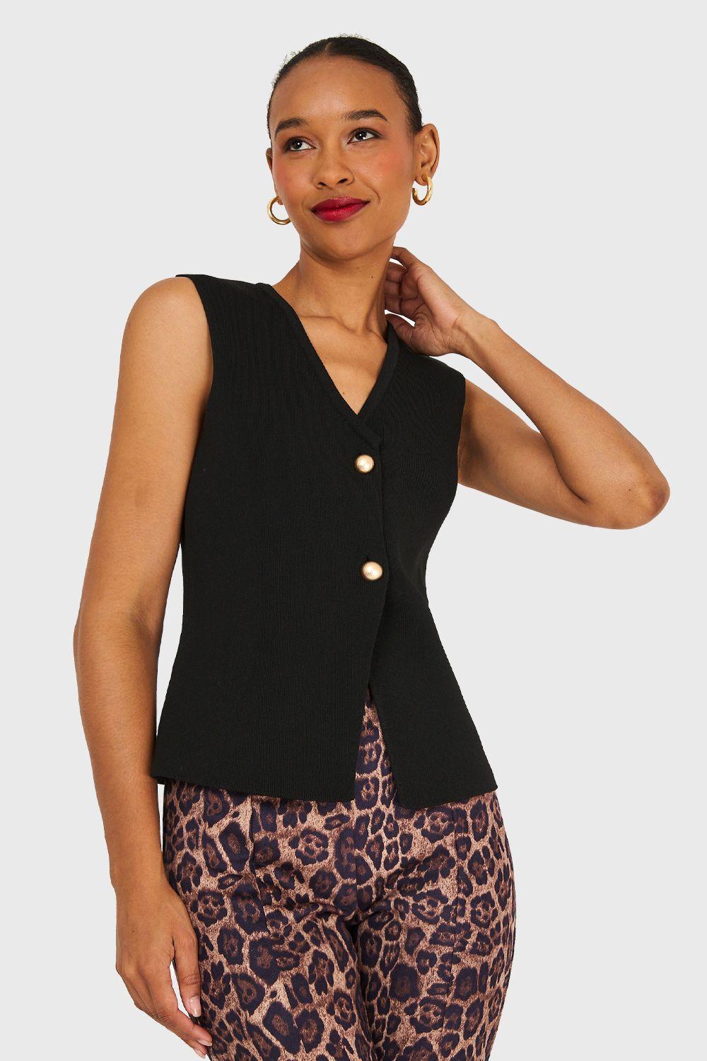Gilet Básico Hilo Negro Nicopoly-0