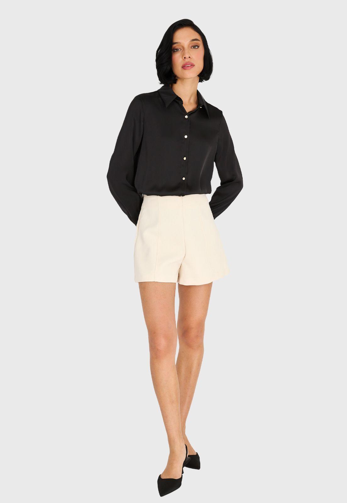 Camisa Básica Tipo Satín Negro Nicopoly-1