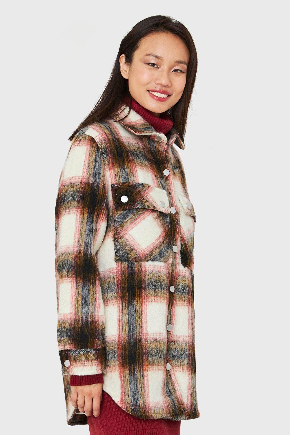 Chaqueta Cuadros Bolsillos Rojo Nicopoly-2