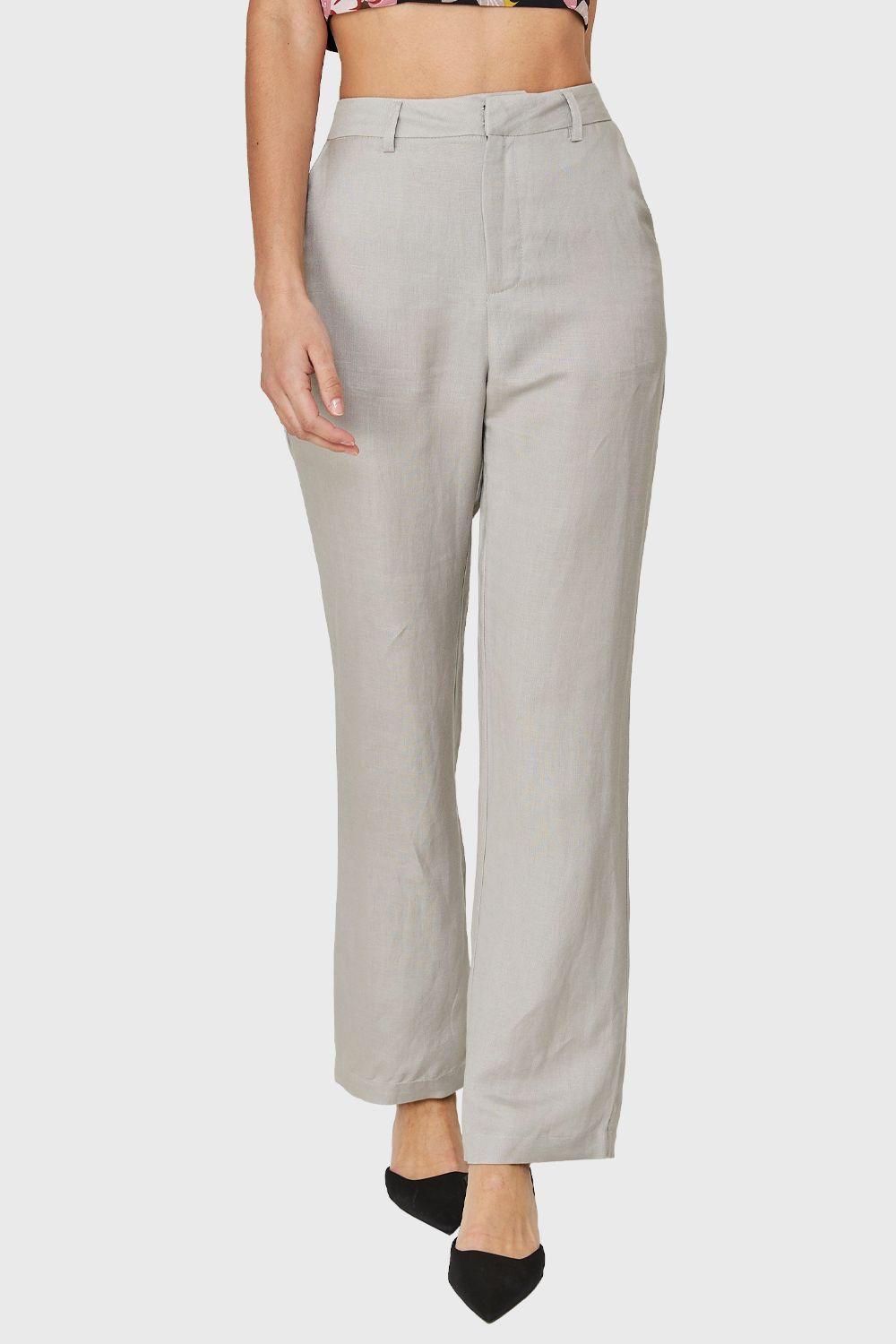 Pantalón Tipo Lino Gris Nicopoly-4