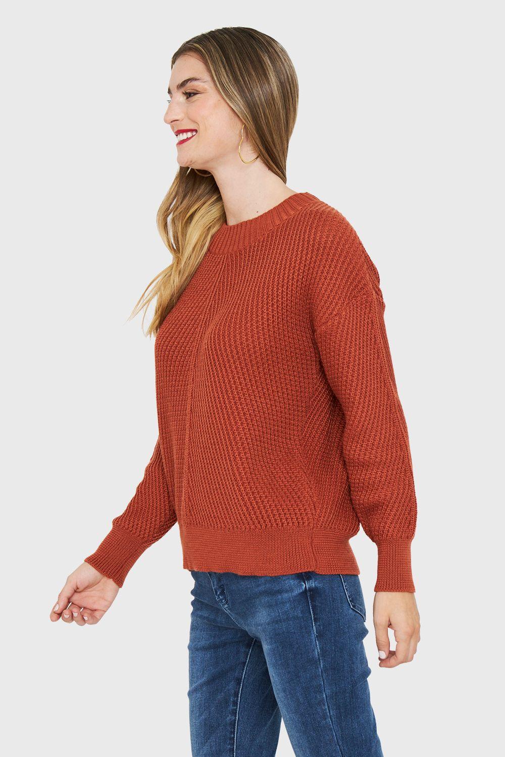 Sweater Acanalado Cuello Redondo Óxido Nicopoly-2