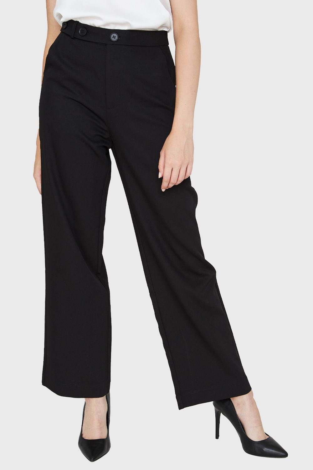 Pantalón Recto Botones Negro Nicopoly-0
