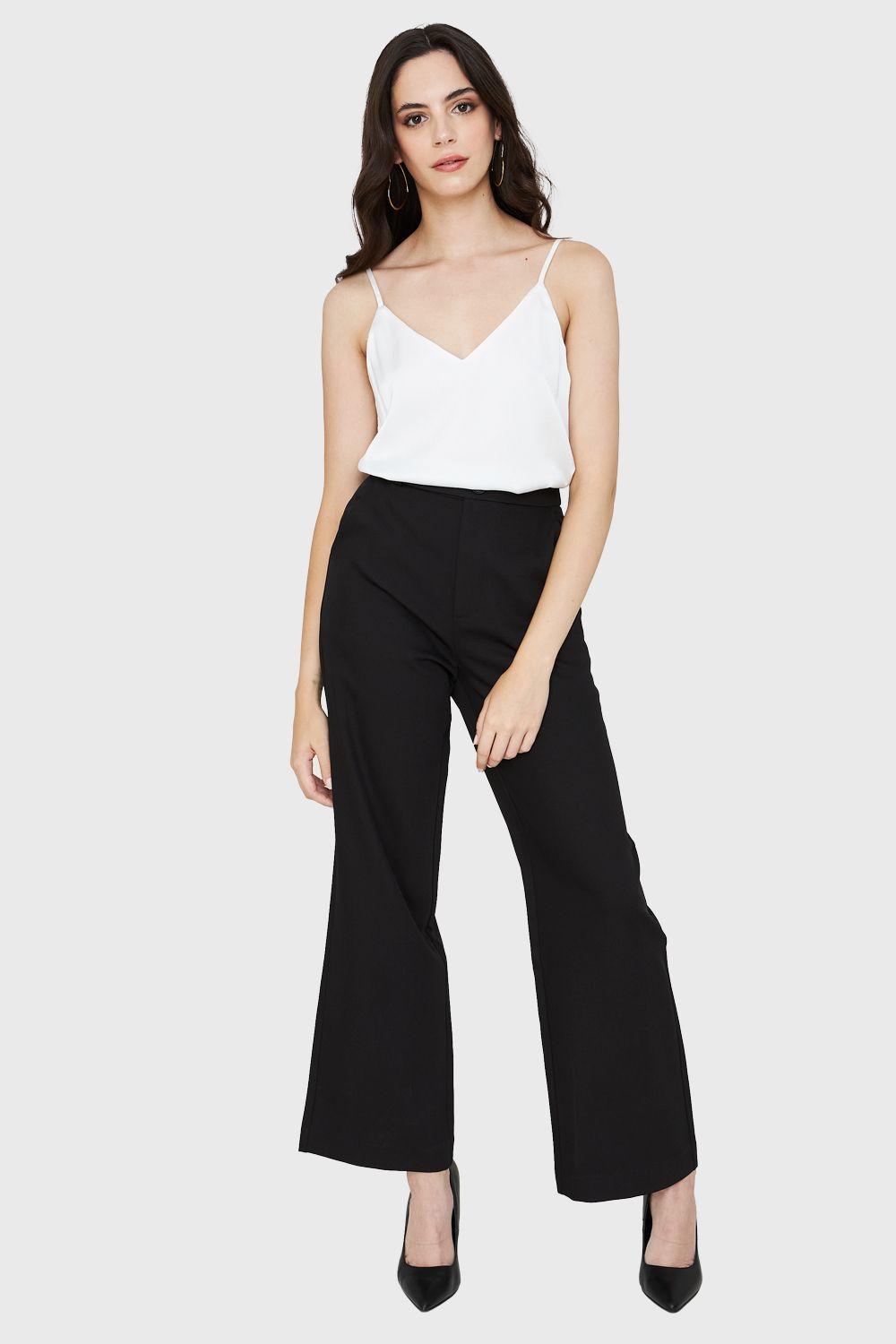 Pantalón Recto Botones Negro Nicopoly-1