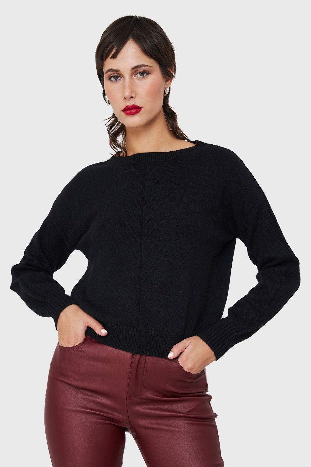 Sweater Detalles Espigas Negro Nicopoly-0