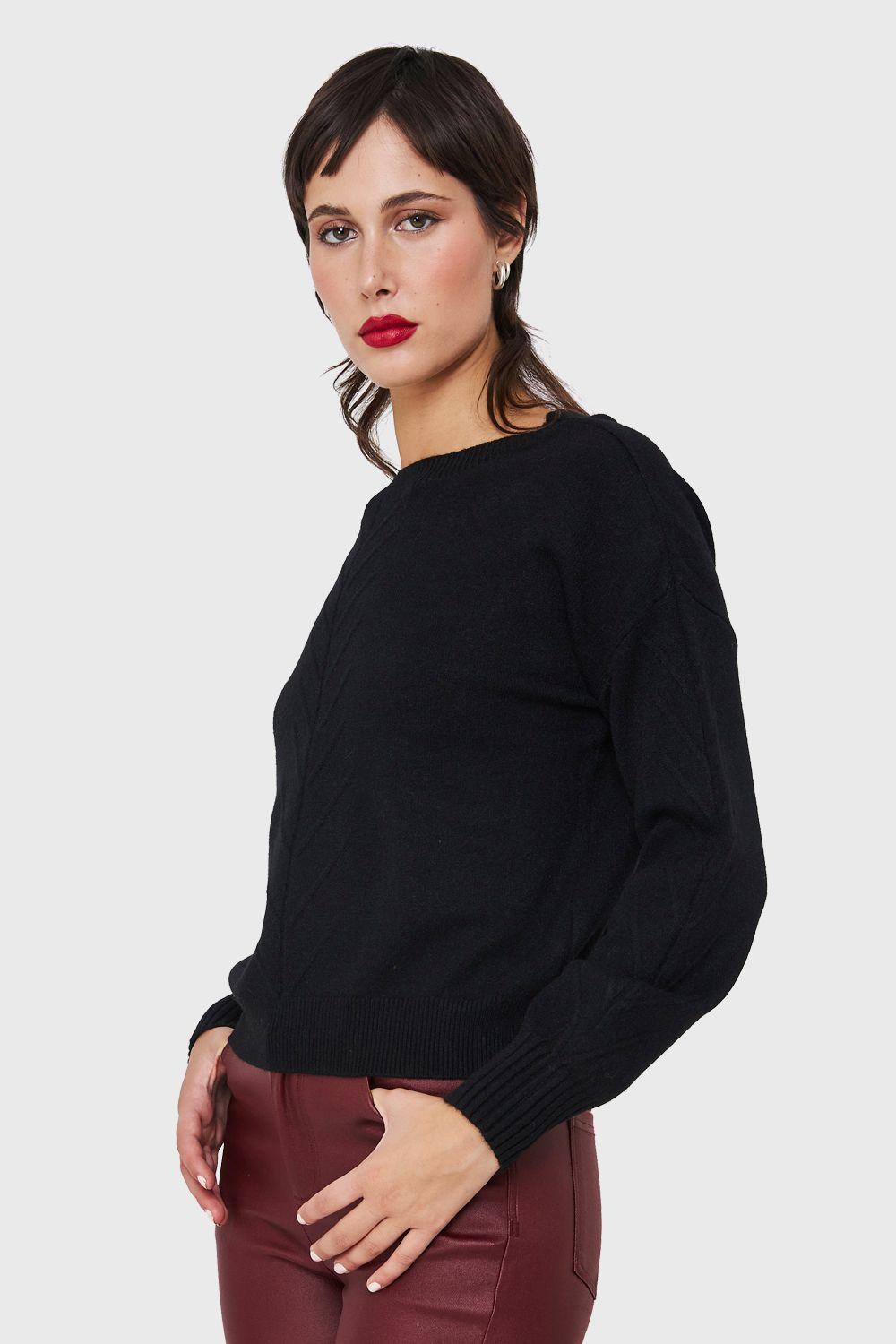 Sweater Detalles Espigas Negro Nicopoly-2