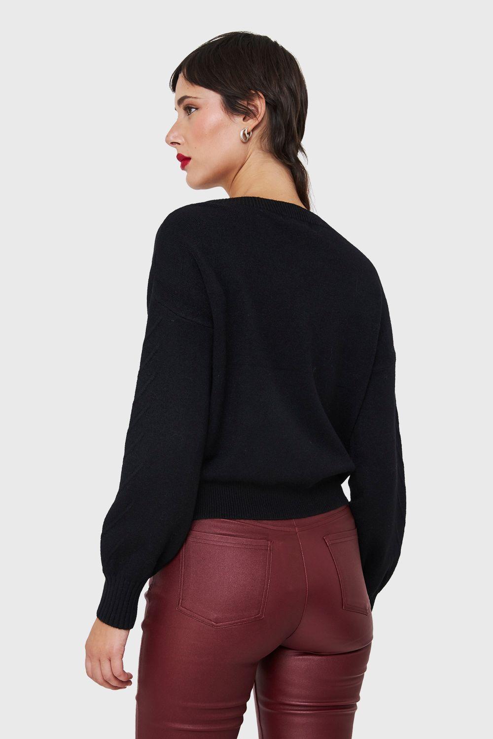 Sweater Detalles Espigas Negro Nicopoly-3