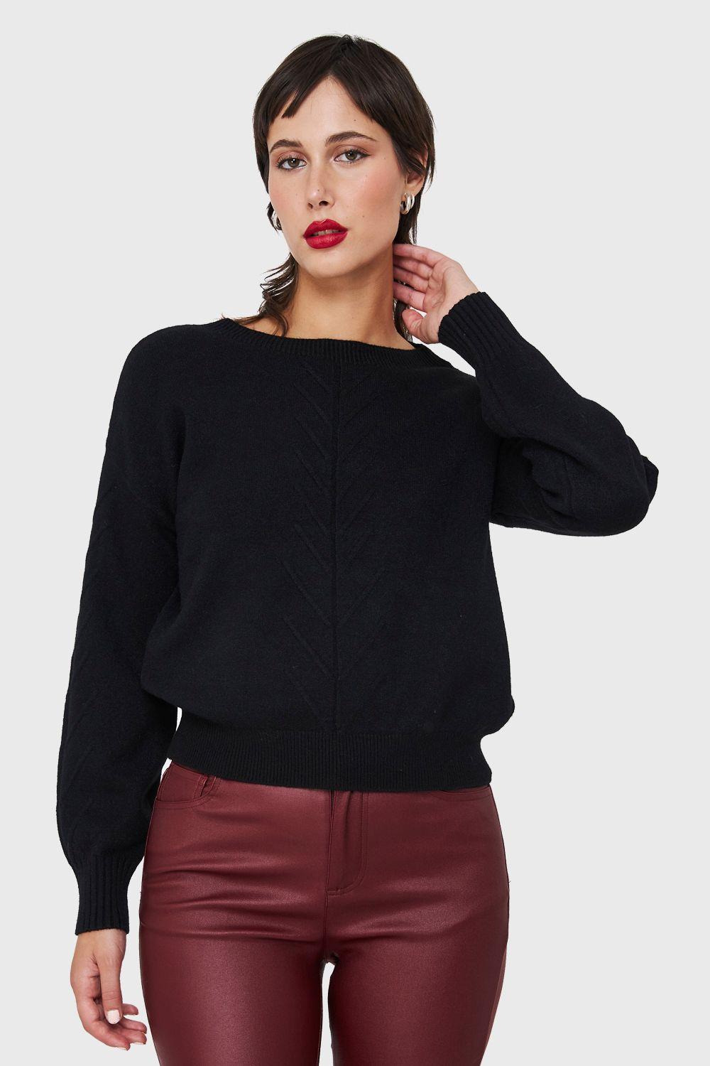 Sweater Detalles Espigas Negro Nicopoly-4