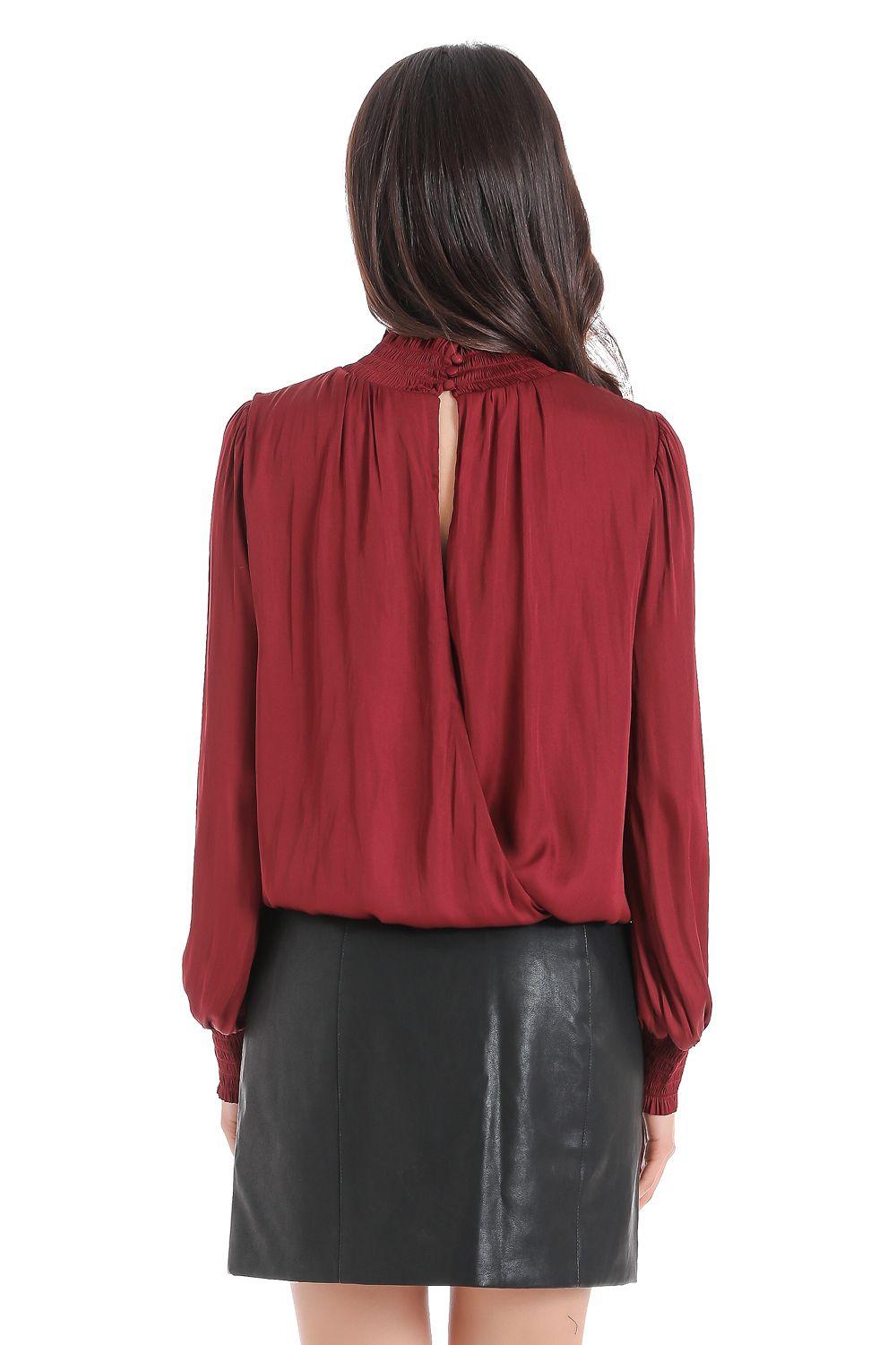 Blusa Escote Cruzado Espalda Burdeo Nicopoly-2