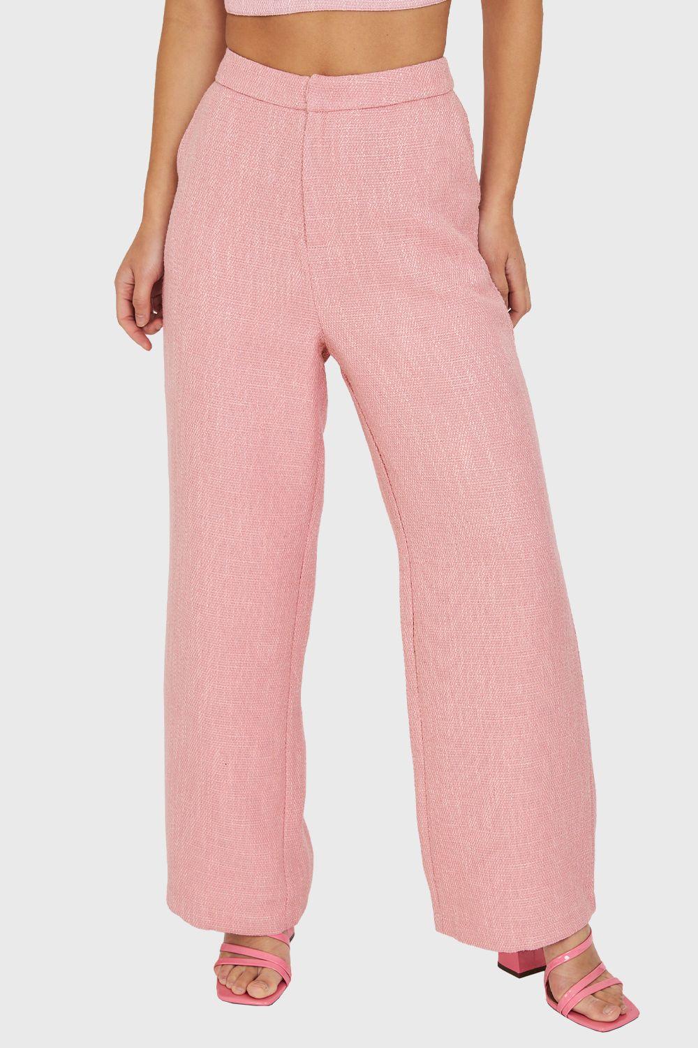 Pantalón Tiro Alto Jaspeado Rosado Nicopoly-0
