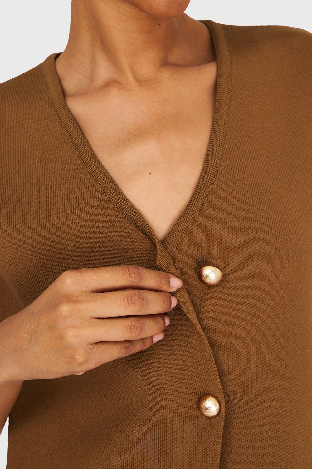 Gilet Básico Hilo Café Nicopoly-5