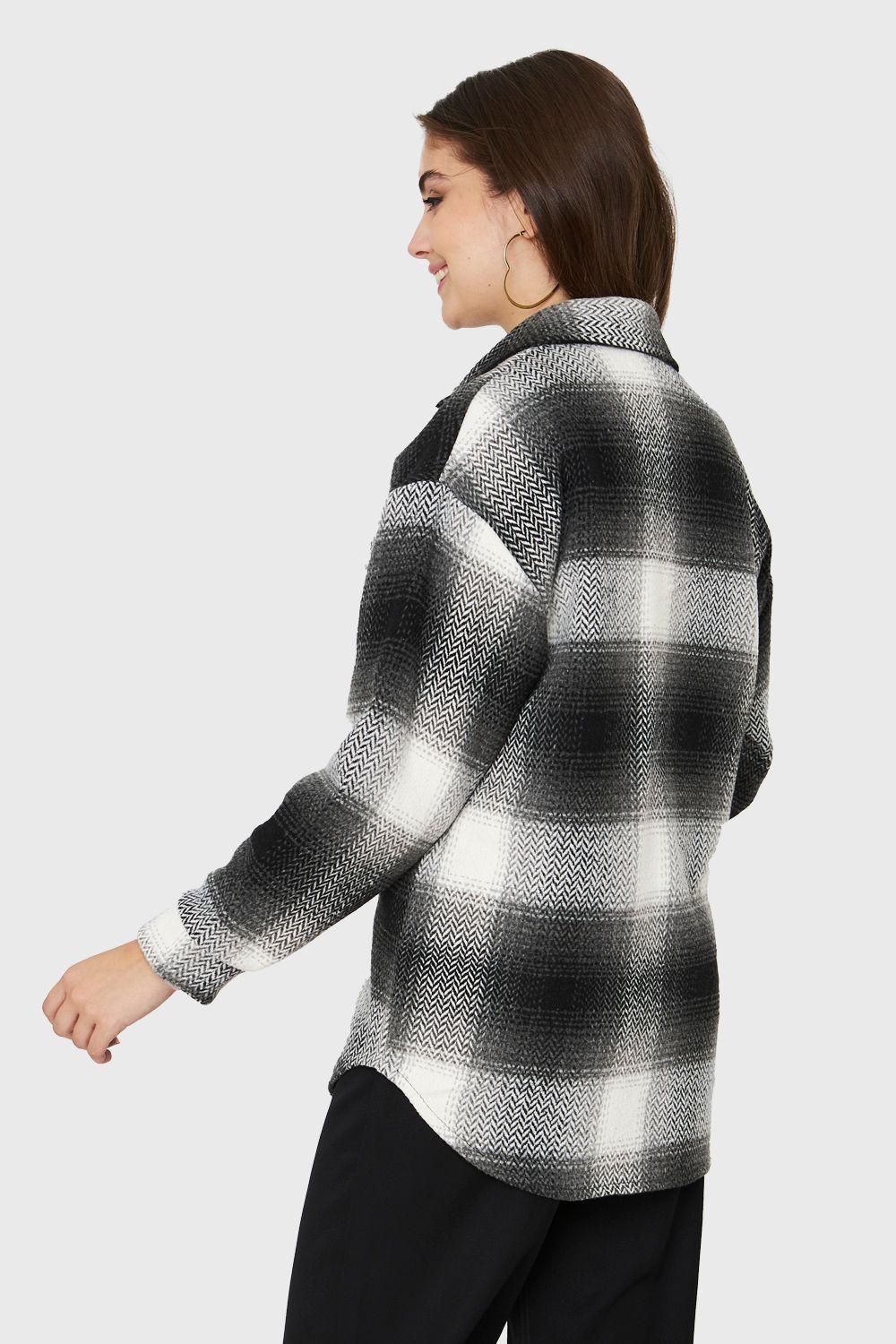 Chaqueta Cuadrillé Bolsillos Gris Nicopoly-3