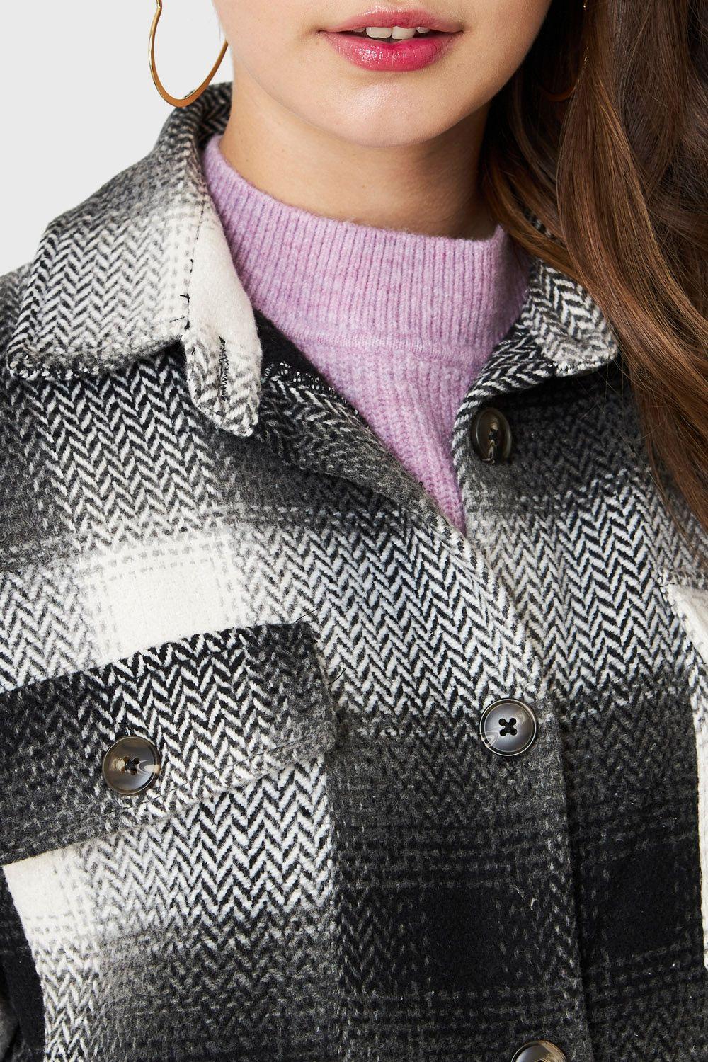 Chaqueta Cuadrillé Bolsillos Gris Nicopoly-5
