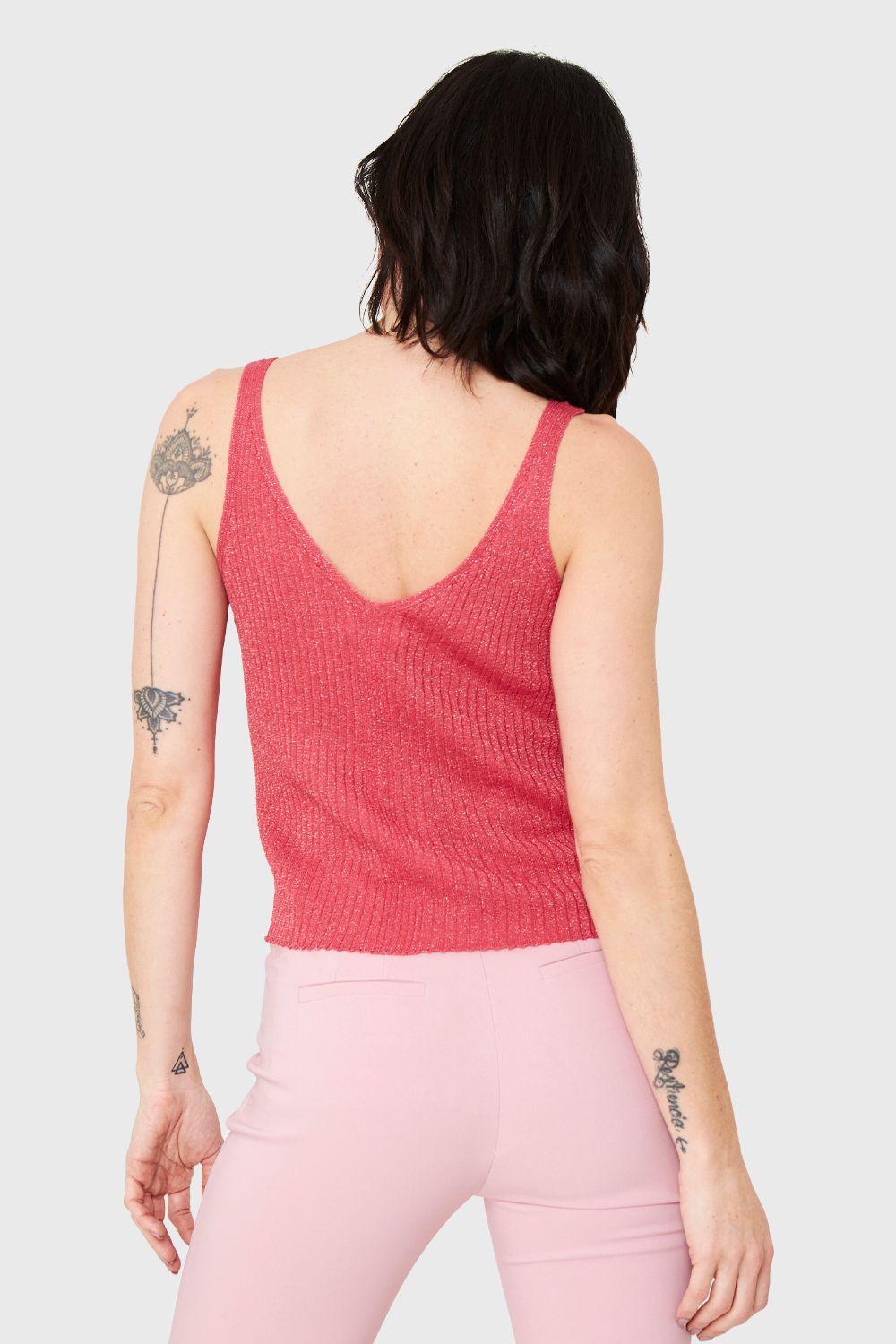 Polera Acanalada Brillos Fucsia Nicopoly-3
