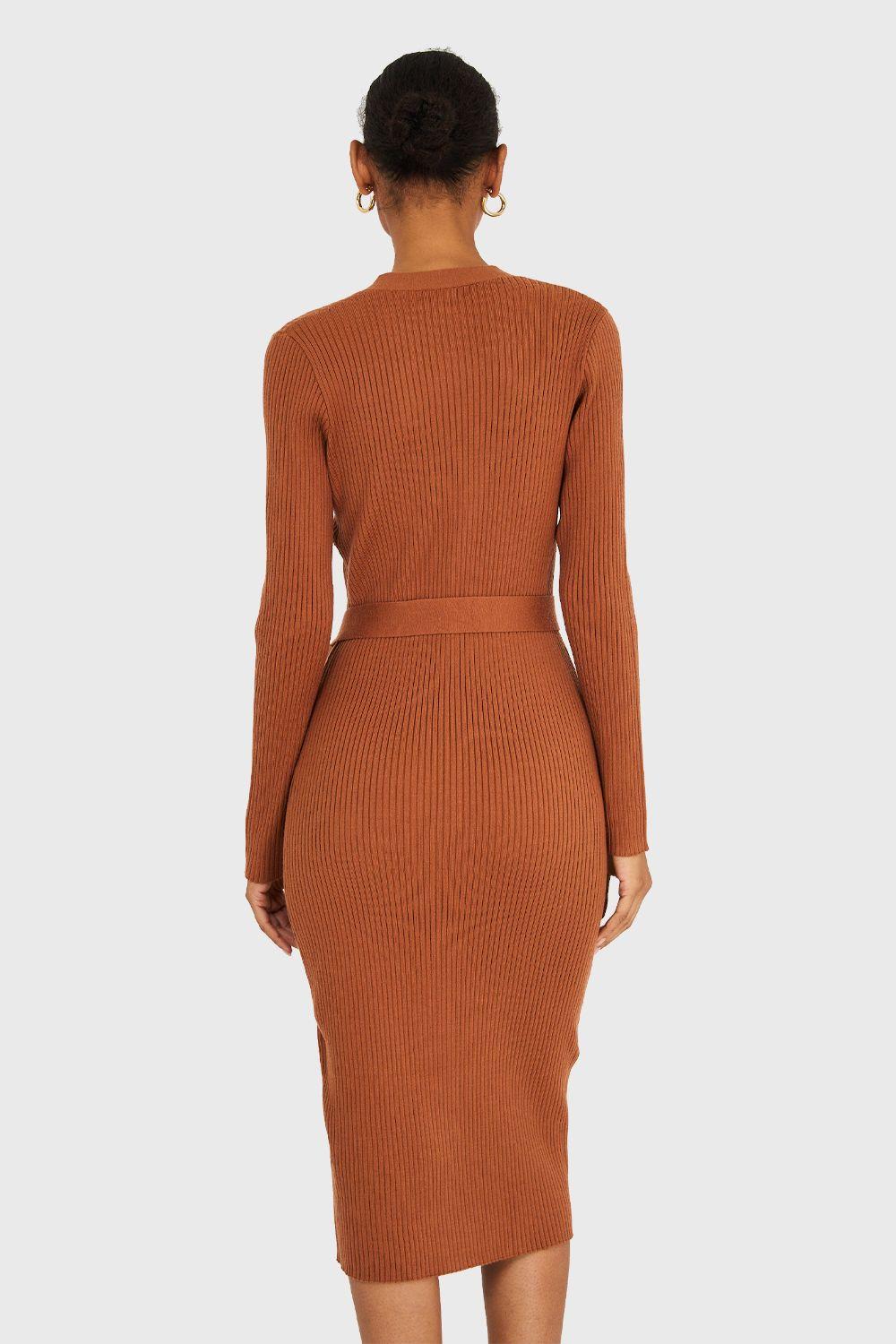 Vestido Sweater Midi Camel Nicopoly-3