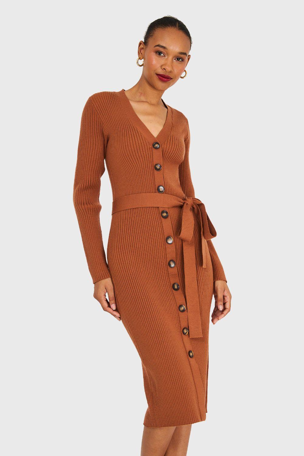 Vestido Sweater Midi Camel Nicopoly-4