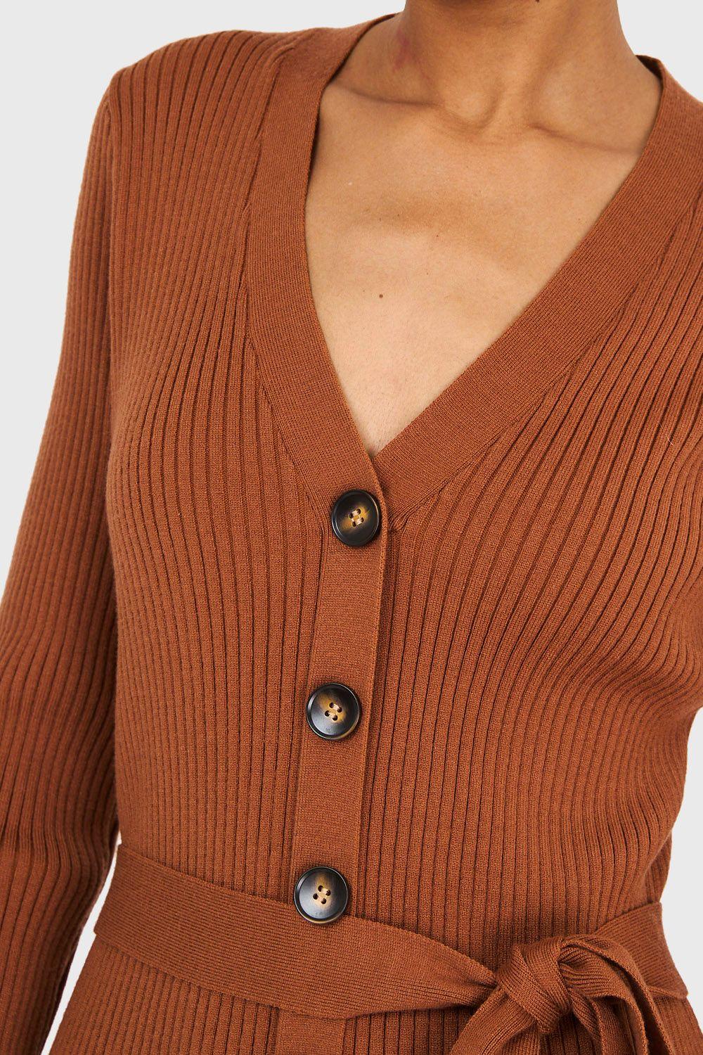 Vestido Sweater Midi Camel Nicopoly-5