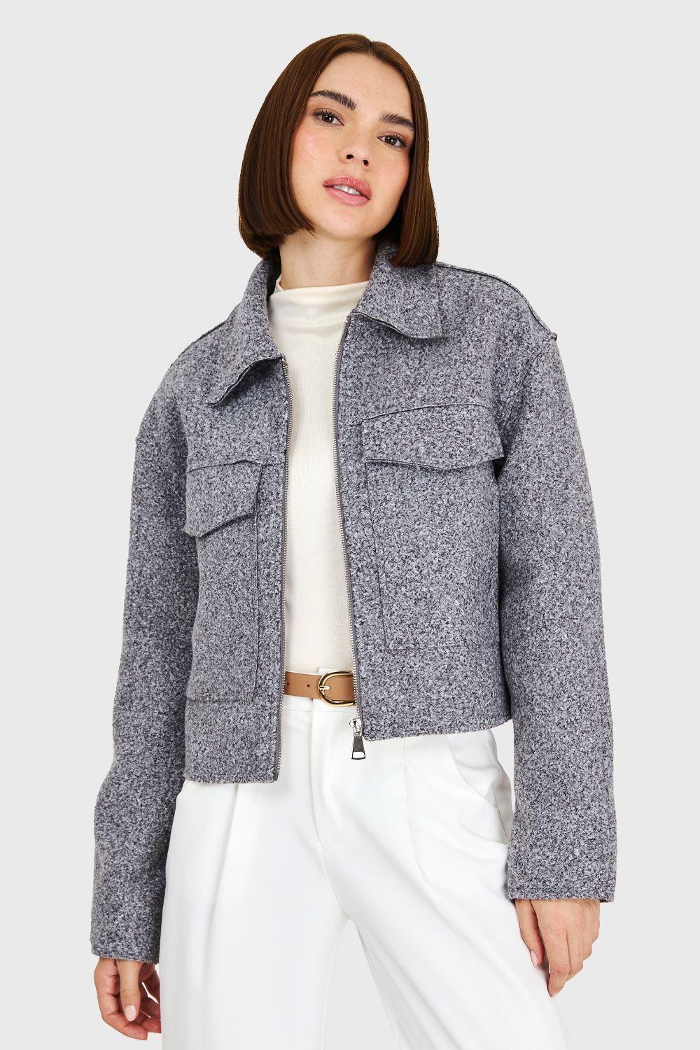 Chaqueta Bouclé Gris Nicopoly-0
