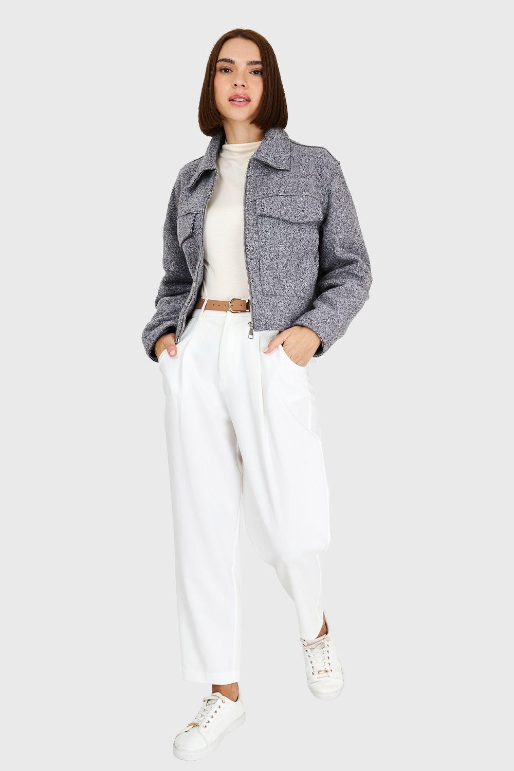 Chaqueta Bouclé Gris Nicopoly-1
