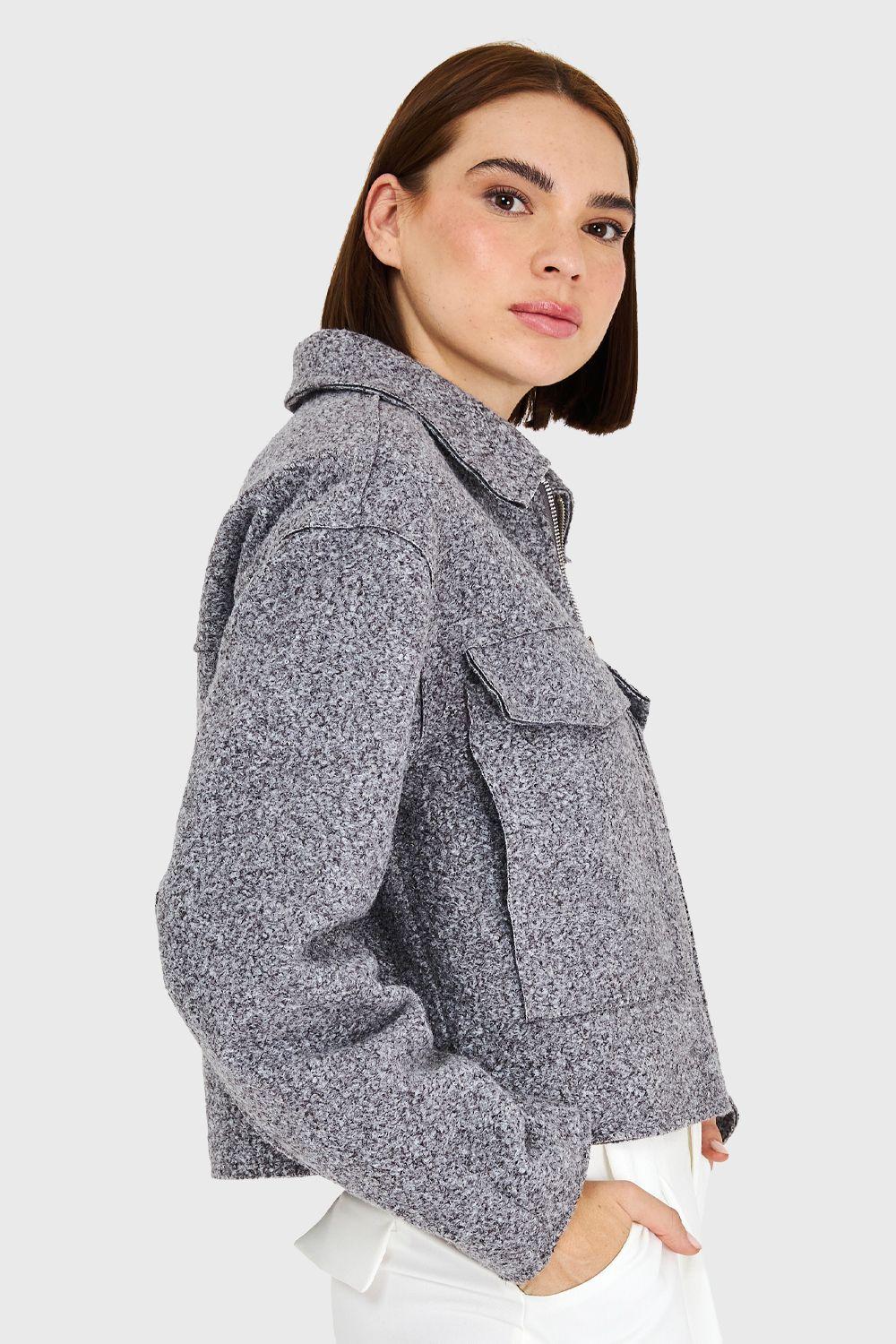 Chaqueta Bouclé Gris Nicopoly-2