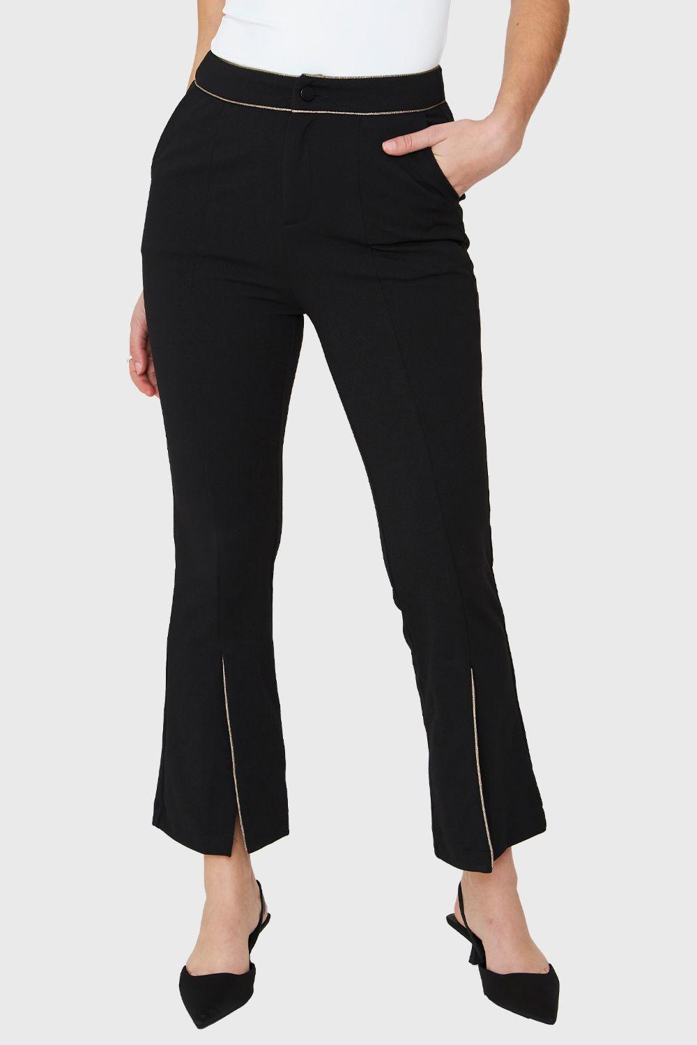 Pantalón Flare Aberturas Negro Nicopoly-0