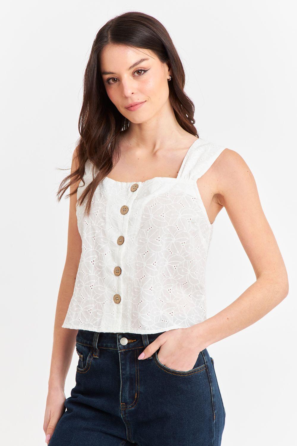 Blusa Broderie Blanco Nicopoly-0