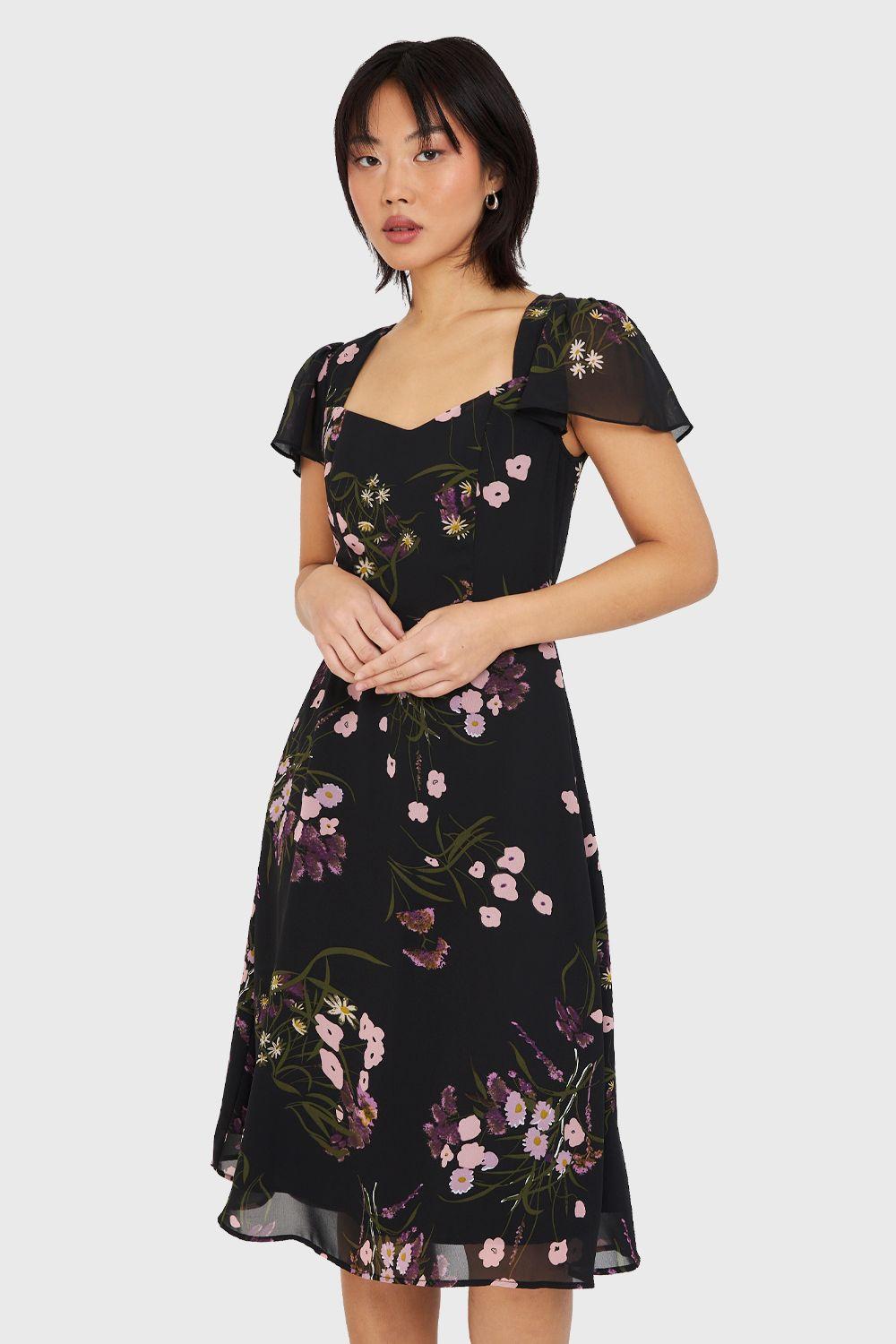 Vestido Escote Semi Corazón Negro Nicopoly-0