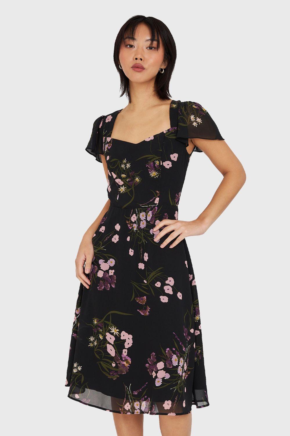 Vestido Escote Semi Corazón Negro Nicopoly-4
