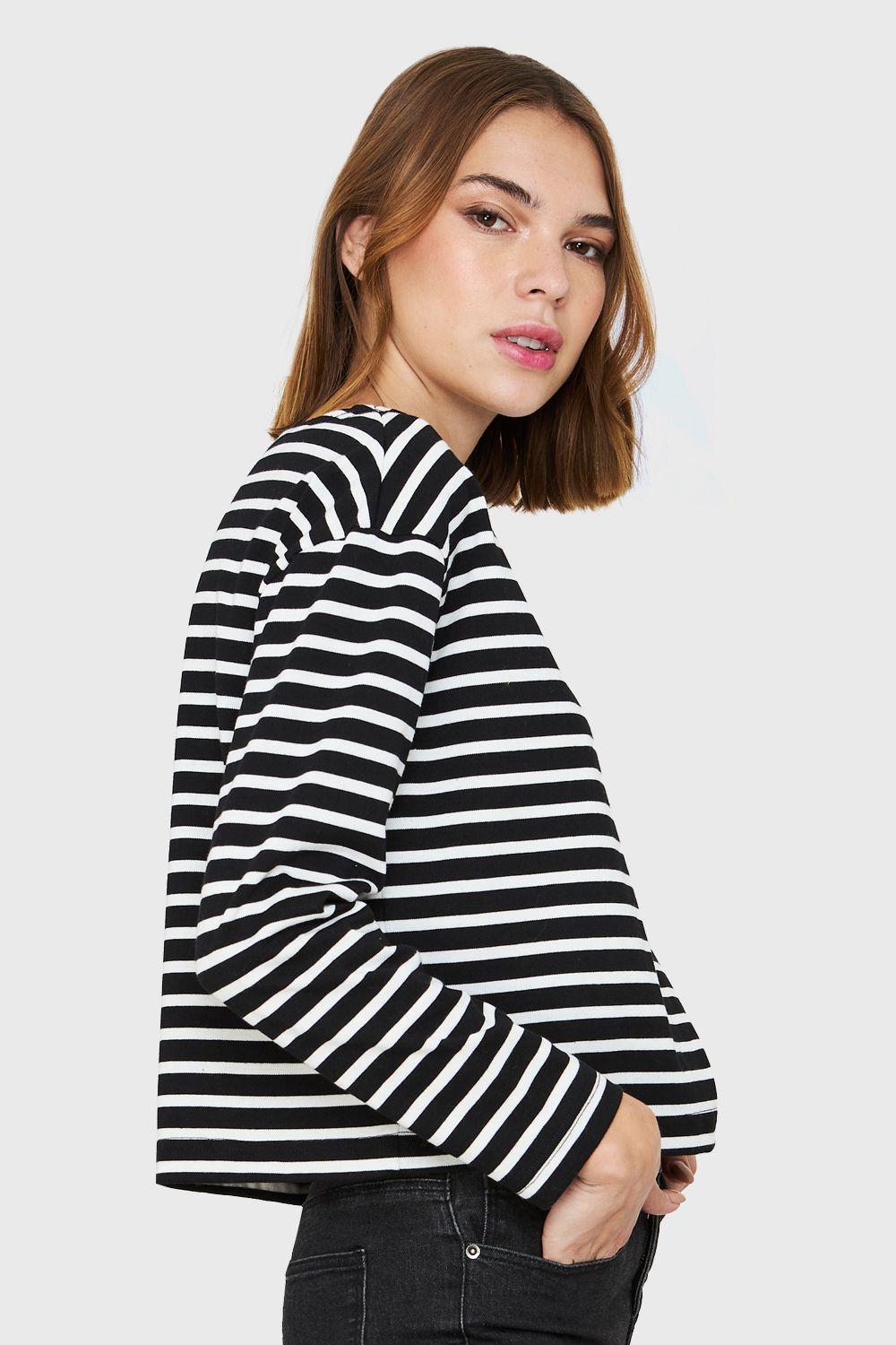 Polera Rayas Marinera Negro/Blanco Nicopoly-2