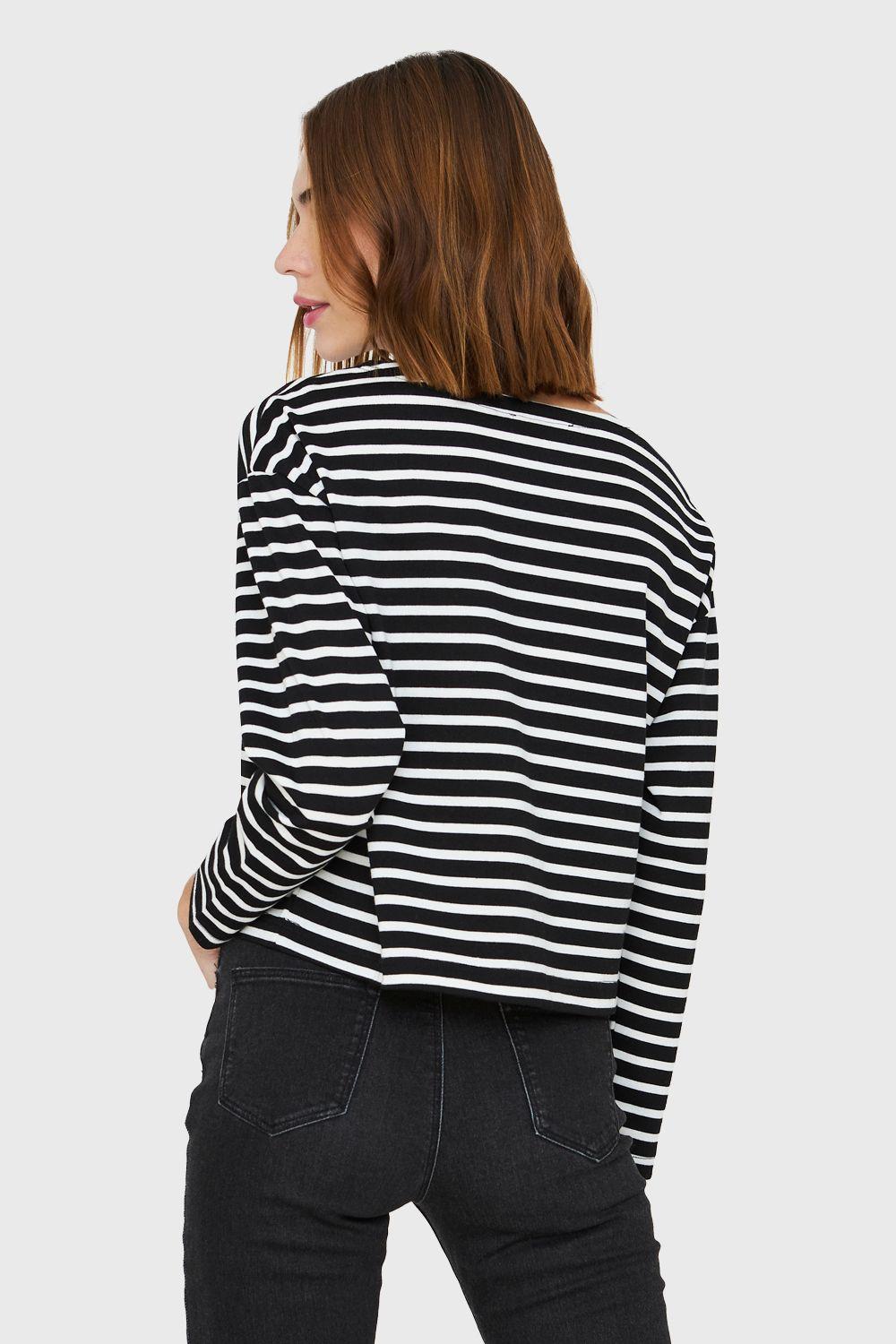Polera Rayas Marinera Negro/Blanco Nicopoly-3