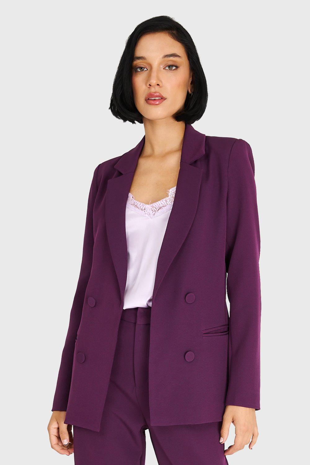 Blazer Básico De Tope Morado Nicopoly-4