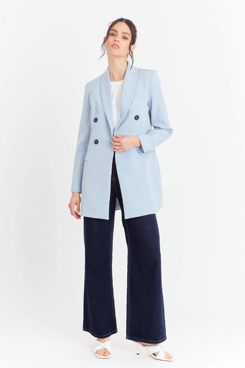 Blazer Cuello Cruzado Celeste Nicopoly-1