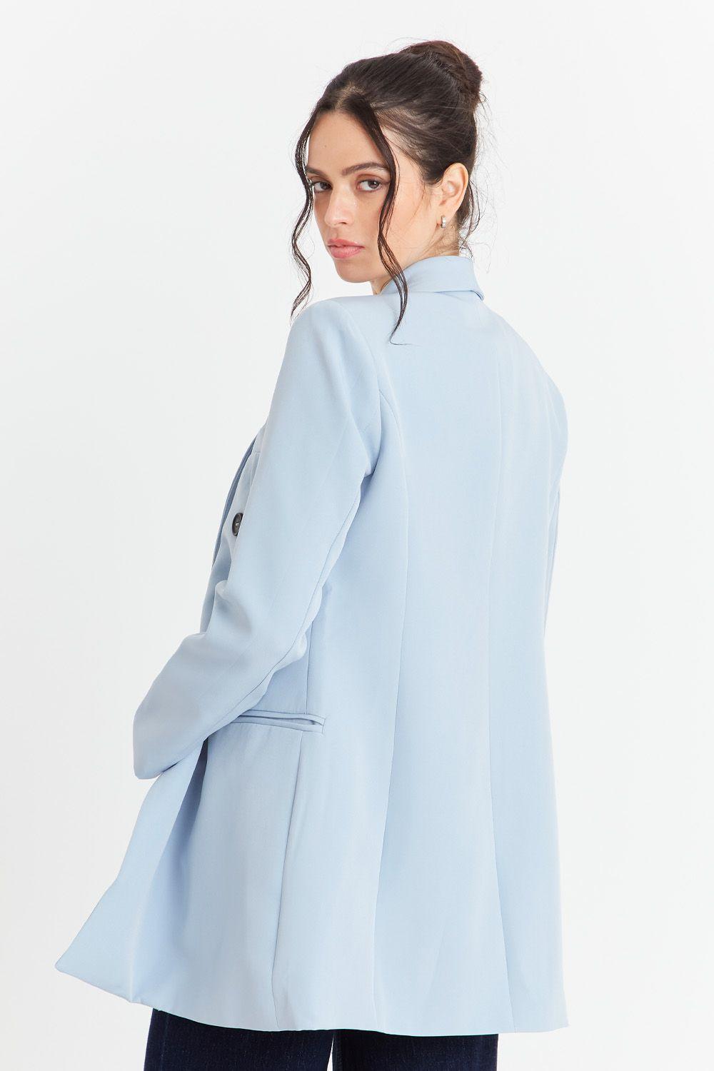 Blazer Cuello Cruzado Celeste Nicopoly-3