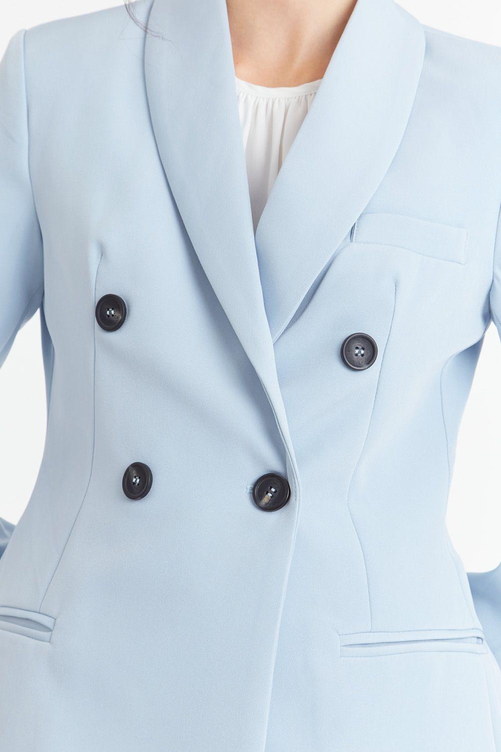Blazer Cuello Cruzado Celeste Nicopoly-5