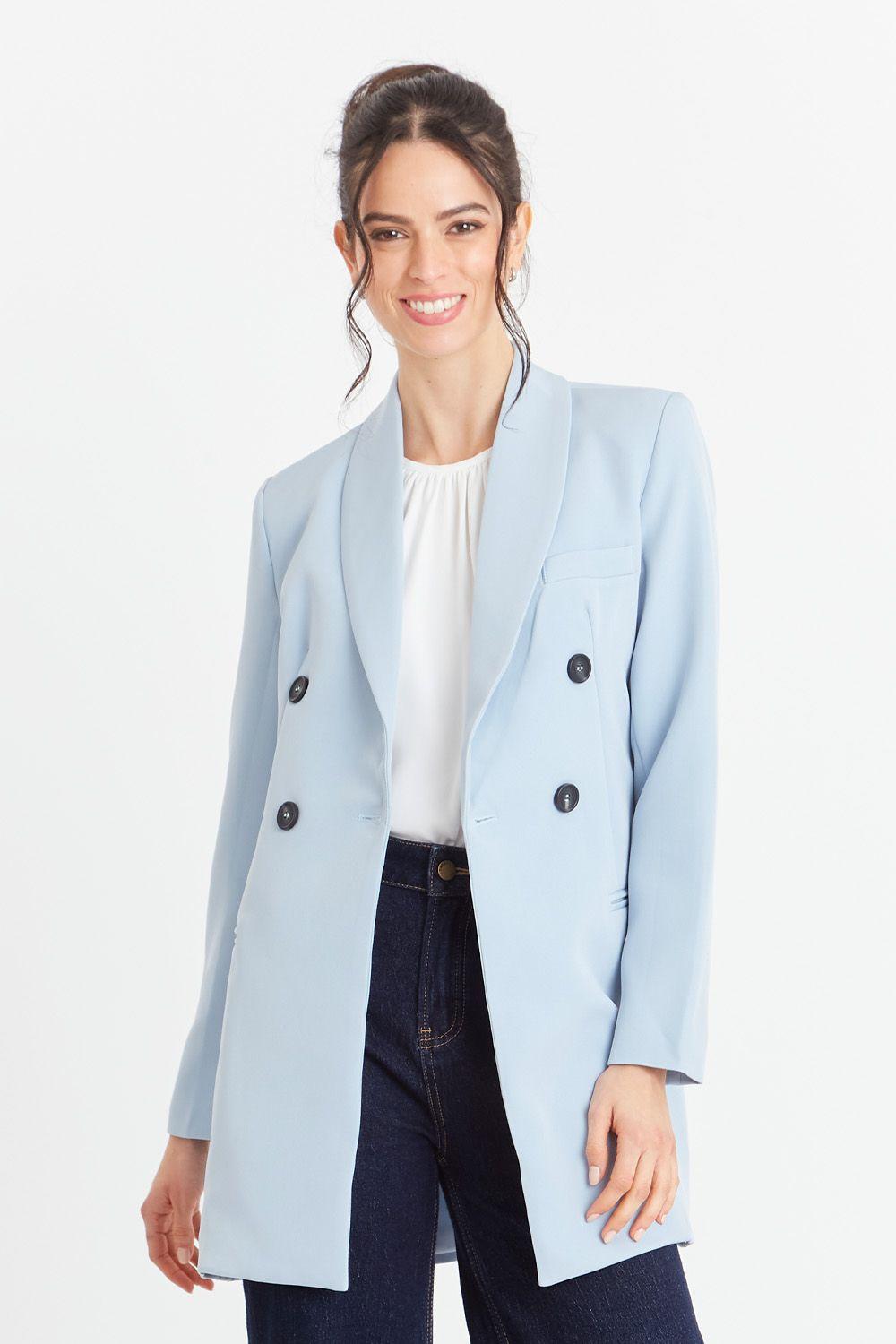 Blazer Cuello Cruzado Celeste Nicopoly-0