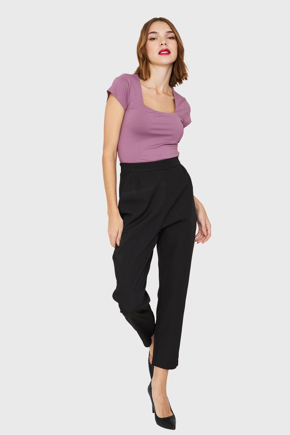 Body Manga Corta Escote Cuadrado Lila Nicopoly-1